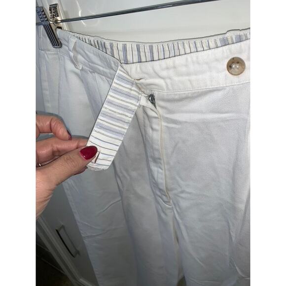 Talbots Petites Women's Size 12 White Straight Leg Cropped Dress Pants - Picture 3 of 8